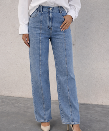 Spodnie jeansowe z przeszyciem wzdłuż nogawki - Wide Leg