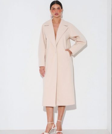 Długi płaszcz w jodełkę - Pastel Coat