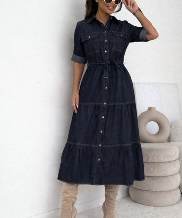 Sukienka denimowa zapinana na guziki szmizjerka - Beno