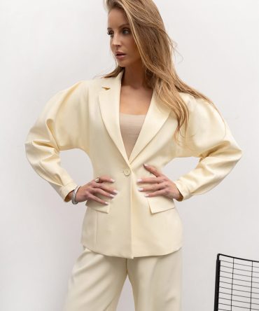 Elegancka taliowana marynarka - Yellow