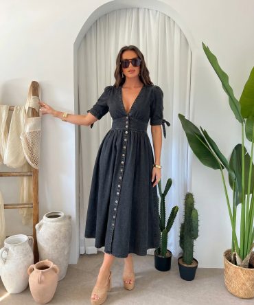 Sukienka jeansowa z dekoltem - Cecilen