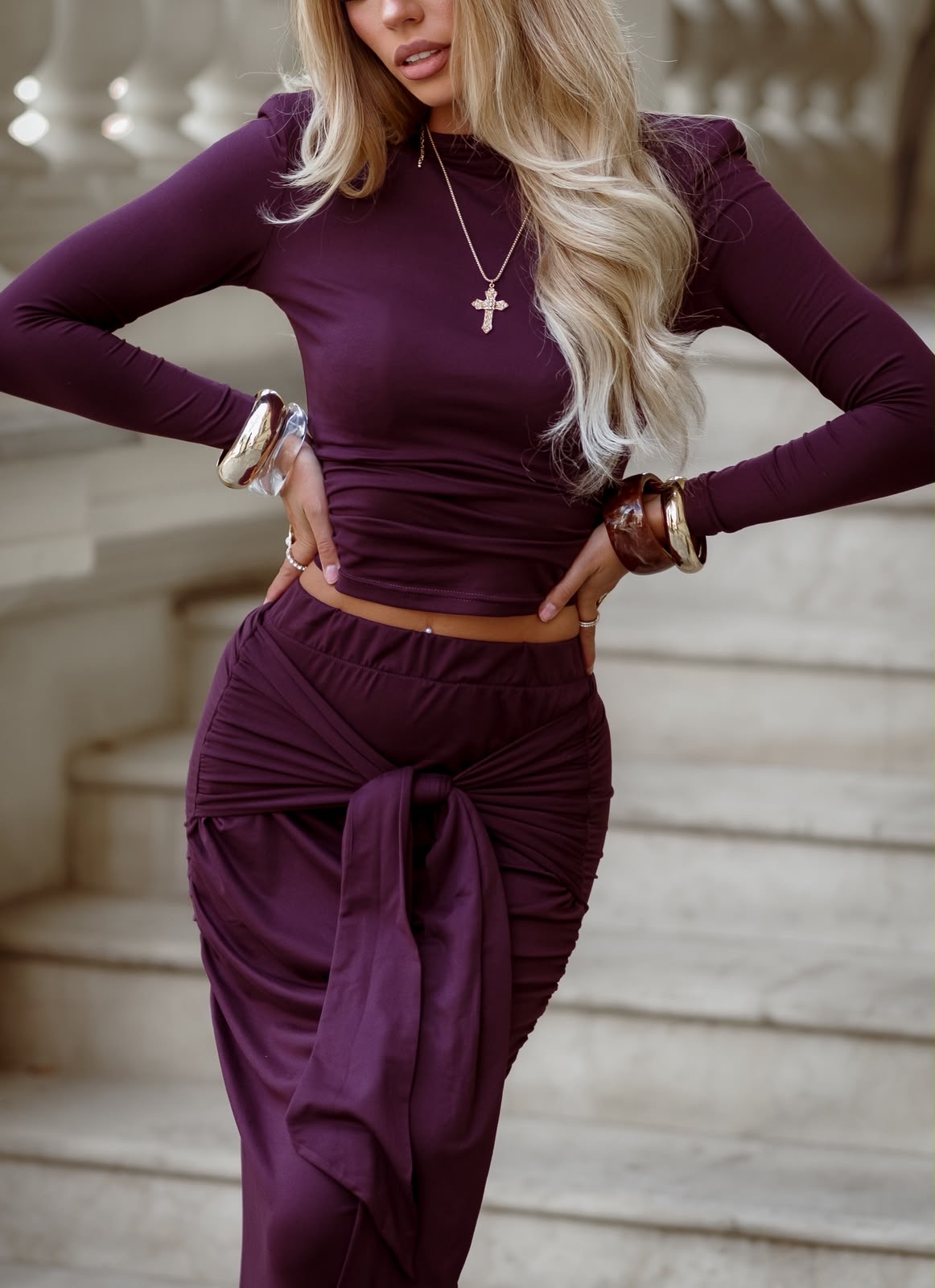 Spódnica wiskozowa marszczona maxi - Mery - obrazek 2