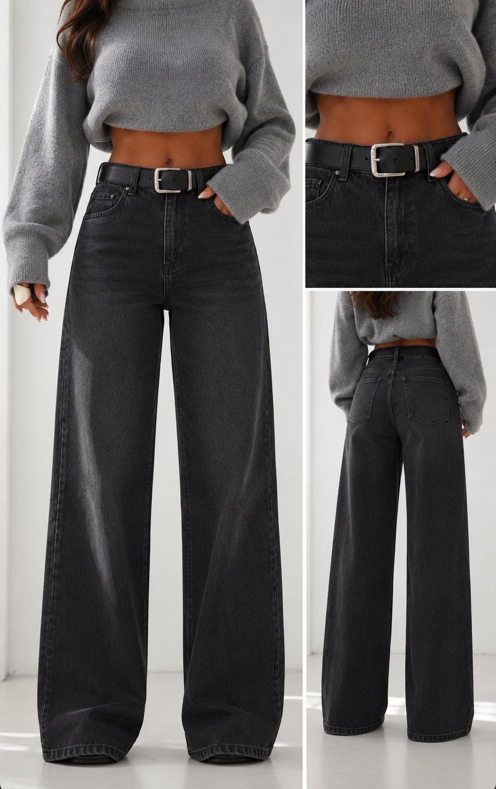Spodnie jeansy o kroju wide leg - Denny - obrazek 3