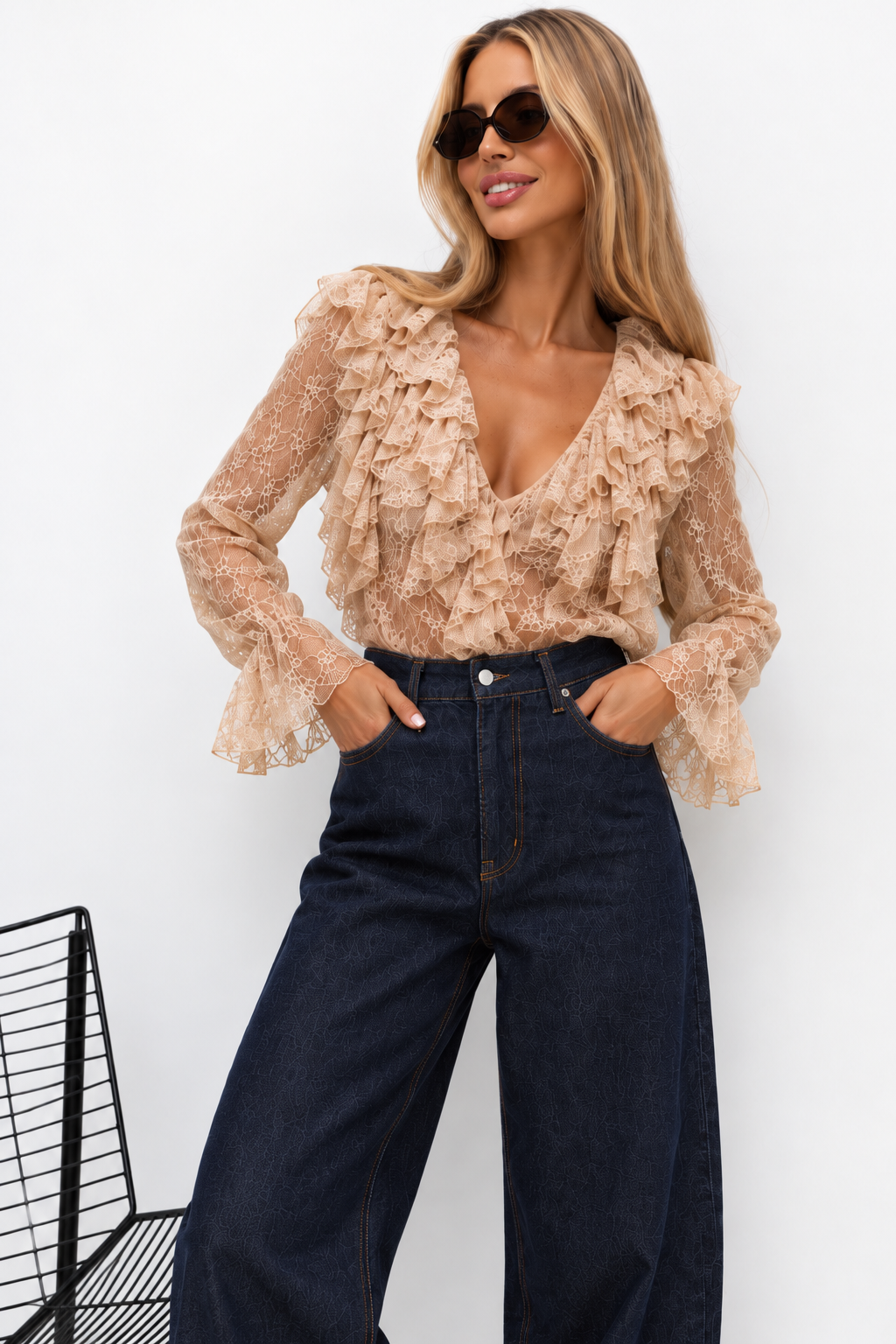 Spodnie jeansy baloon fit - Rebell - obrazek 3