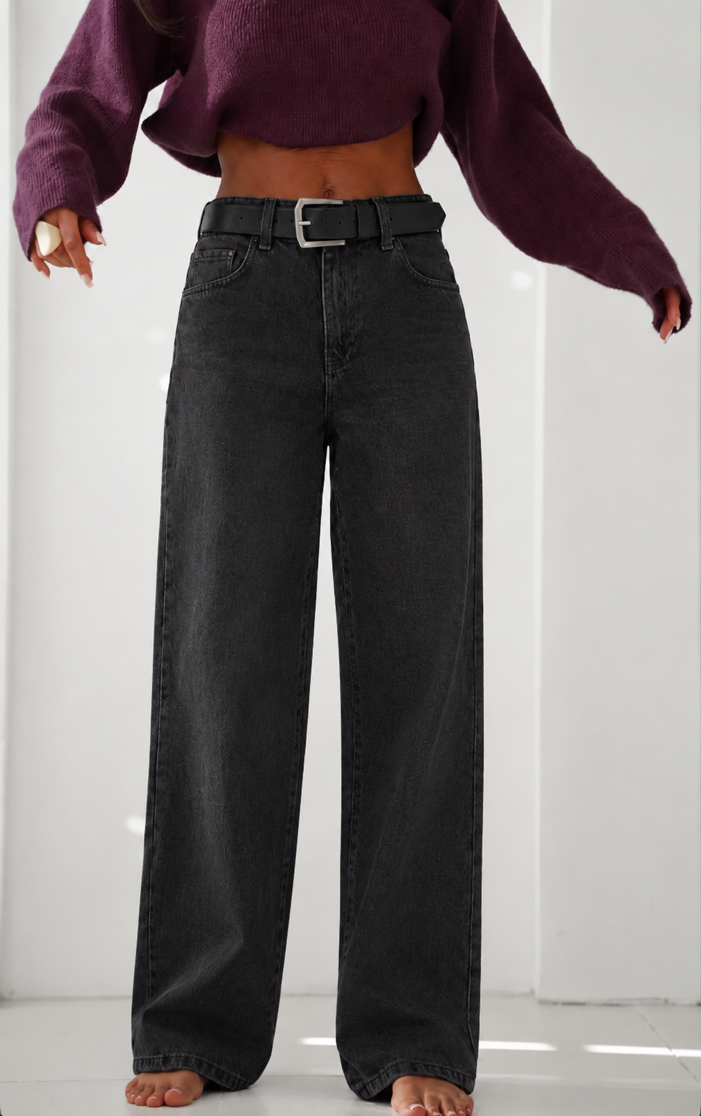 Spodnie jeansy o kroju wide leg - Denny
